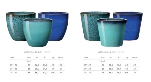 Vaso Azulejos set of 3 mix colori