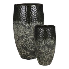 Vulcano B round anthracite set of 2