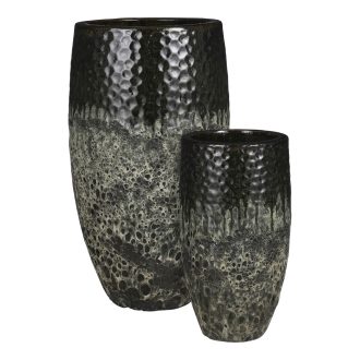 Vulcano B round anthracite set of 2