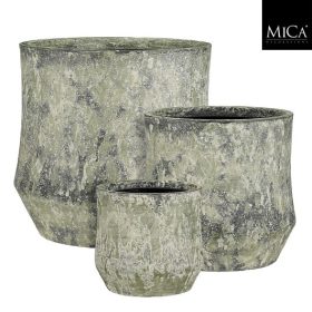 Structuro pot round green set of 3