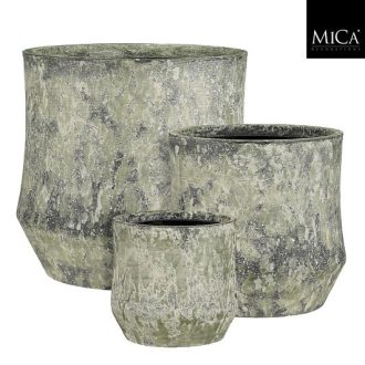 Structuro pot round green set of 3