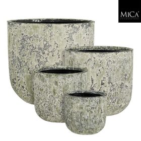 Structuro pot round green set of 4