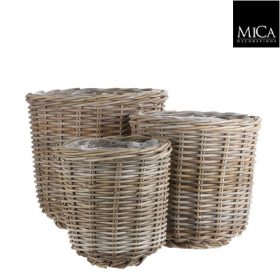 Marcia basket round grey set of 3