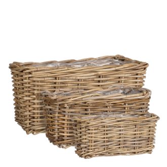 Marcia basket rectangle grey set of