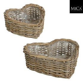Heart basket heart grey set of 2