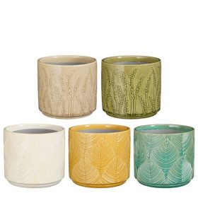 Sage pot round l. green taupe white