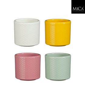 Era pot round cream yellow pink mint