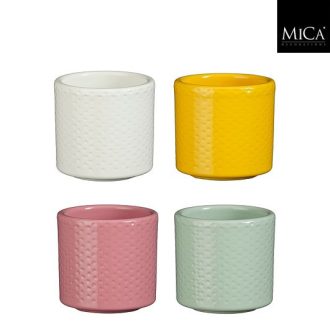 Era pot round cream yellow pink mint