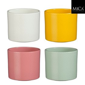 Era pot round cream yellow pink mint